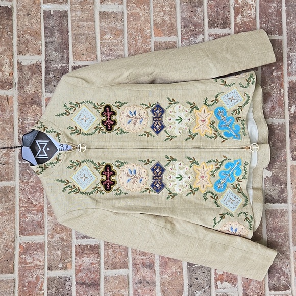 TORY BURCH Damian Silk Jacket In Indian Desert Size 2 - Picture 2 of 7